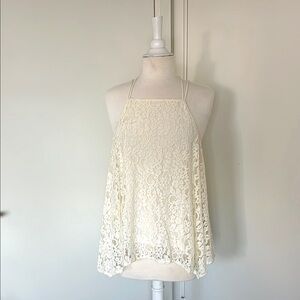 Abercrombie & Fitch Cream Lace Camisole with Relaxed Fit